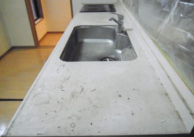 キッチンカウンター（人工大理石）研磨リペア再生　No.BA140325