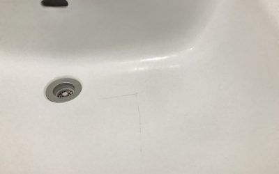 洗面シンク（陶器製）ひび割れ リペア再生　No.BA200319　
