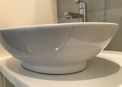 洗面ボウル（陶器製）ヒビ割れクラック リペア補修　No.BA200412