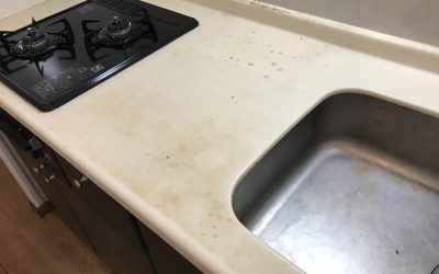 キッチンカウンター（人工大理石製）膨れブリスター　リペア再生　No.BA200527