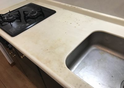 キッチンカウンター（人工大理石製）膨れブリスター　リペア再生　No.BA200527