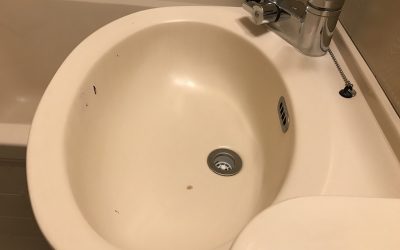 FRP洗面ボウル 破損・焦げ跡・割れ リペア再生 No.BA210116