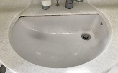 洗面台ボウル(陶器製)ひび割れリペア補修 No.BA210712