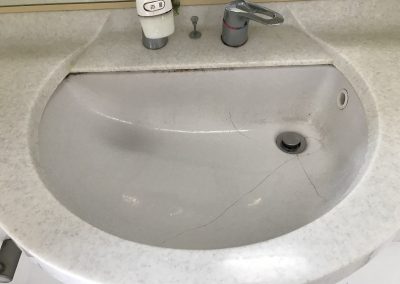 洗面台ボウル（陶器製）ひび割れリペア補修　No.BA210712