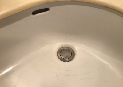 洗面台ボウル（陶器製）ヒビ割れリペア再生・補修　No.BA220318