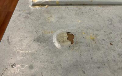 キッチンワークトップ天板（メラミン製）表面膨張・剥がれ　リペア補修・再生　BA230713