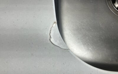 キッチン天板　人工大理石製カウンター　欠け破損部　人工大理石樹脂加工・部分再生・リペア補修　BA250618